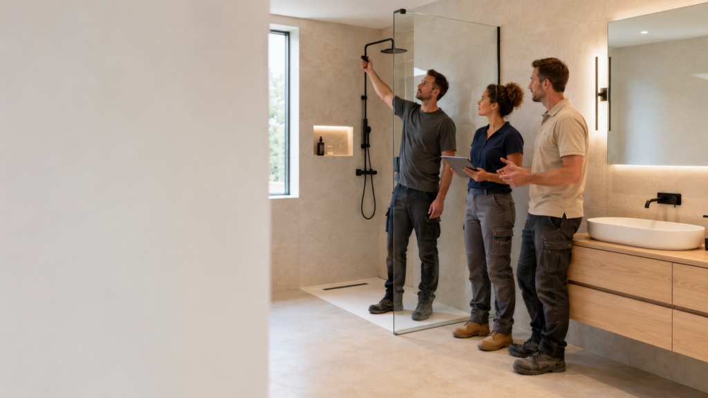 Rénovation de salle de bain : visite de chantier avec nos clients